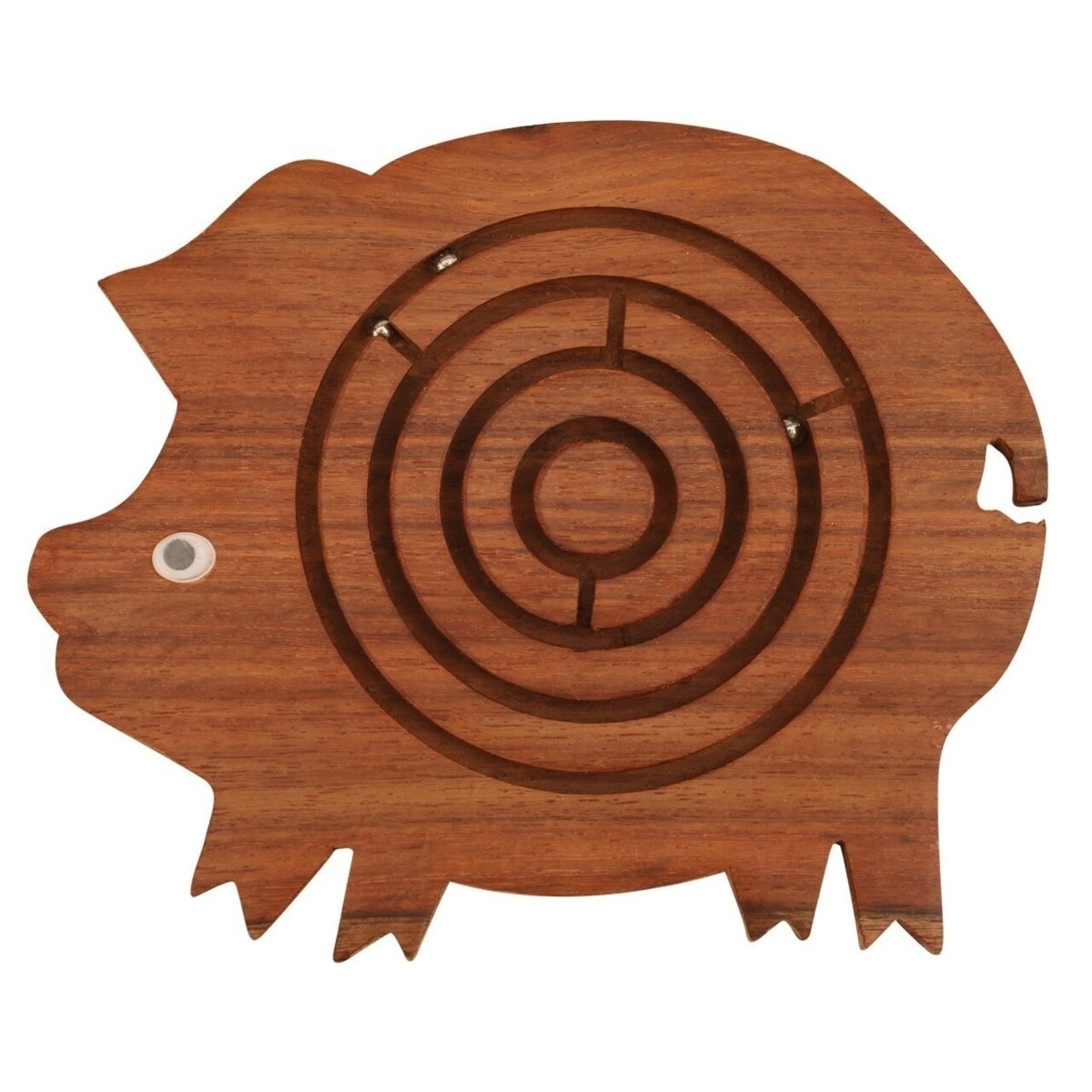 Saltoro Sherpi Benzara Pig Shape Labyrinth ball maze puzzle game In Wood, Brown-
